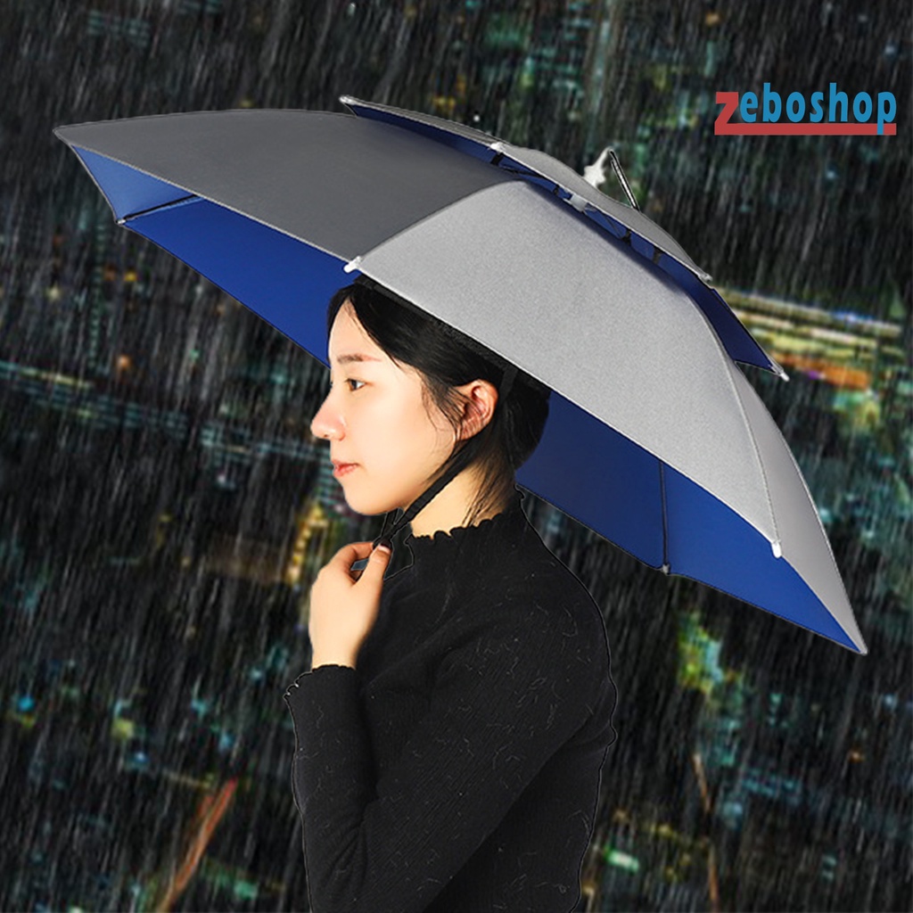 Dù Chống Nắng Hai Lớp 77cm Có Dây Đeo Co Giãn Tiện Dụng