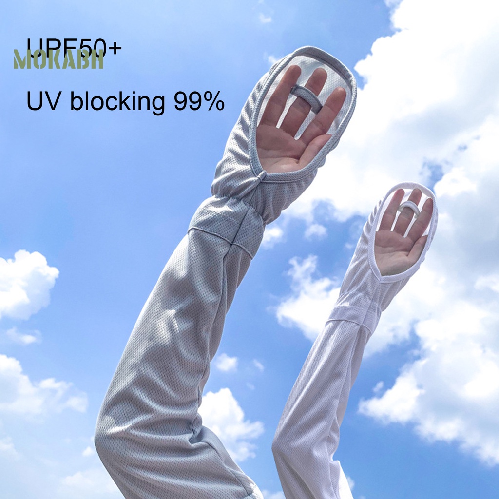 1 Cặp Ống Tay Áo Bằng Lụa Lạnh Co Giãn Thoáng Khí Chống Tia UV Màu Sắc Đơn Giản