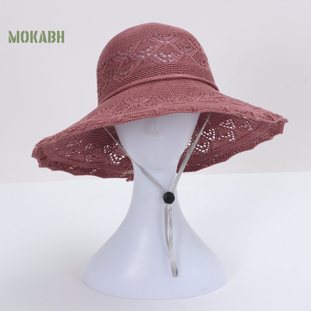 [Mok Abh] Mũ Rộng Vành Thắt Nơ Có Thể Điều Chỉnh Thời Trang Đi Biển Mùa Hè