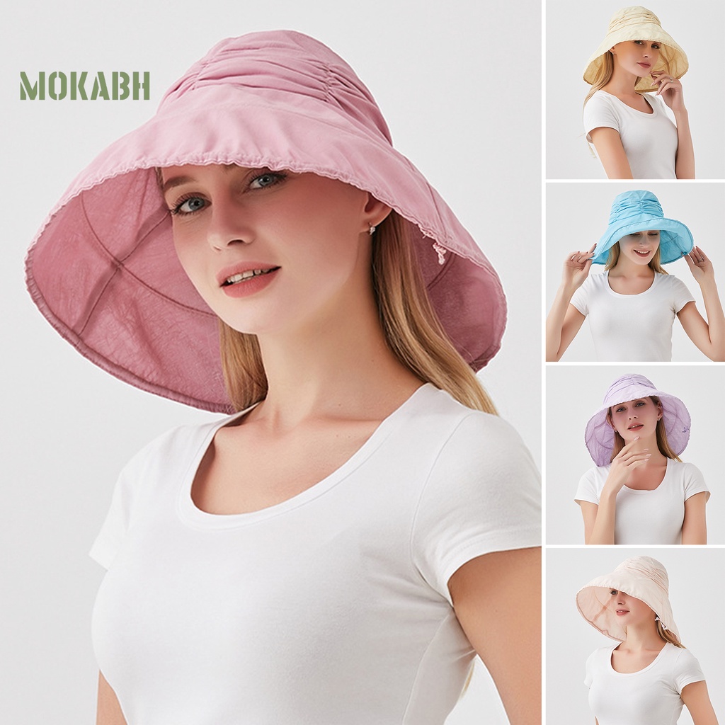 Nón Vành Tròn Chống Tia UV Màu Sắc Xinh Xắn Có Thể Gấp Gọn Dành Cho Nữ