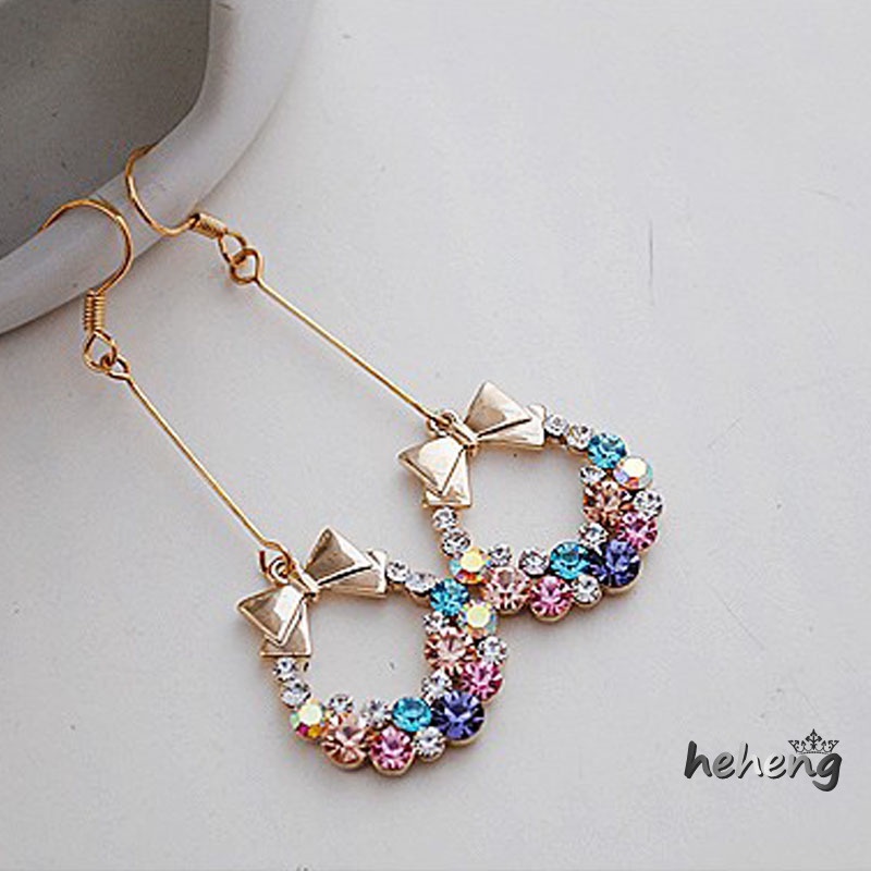 1 Cặp Bông Tai Thời Trang Kiểu Móc Đính Nơ Nhiều Màu Cho Nữ