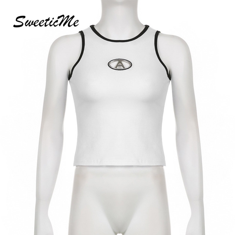 Áo Tank Top Cổ Tròn Dáng Ôm In Chữ Thời Trang 2023 Quyến Rũ Cho Nữ