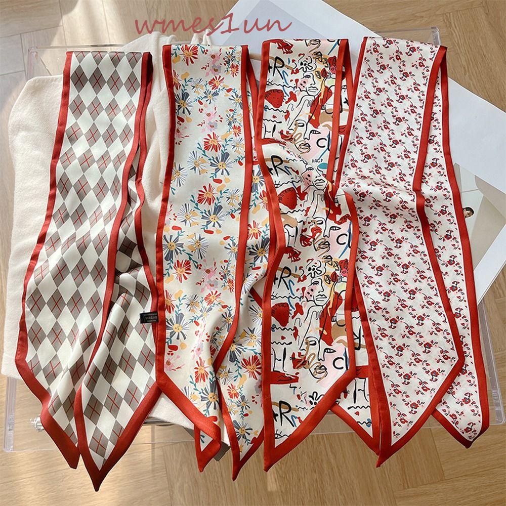 Khăn Choàng Cổ Dài In Họa Tiết Hoa / Chữ WMES15H Phong Cách Hàn Quốc Thời Trang Cho Nữ