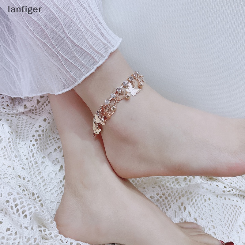 Lanf Lắc Chân Dạng Chuỗi Tua Rua Mặt Hình Bướm Trang Sức EN