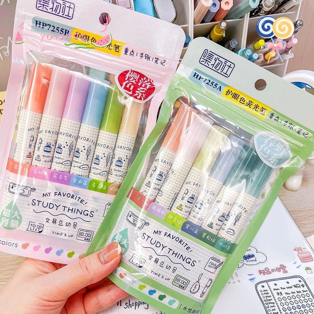 Bộ 6 Bút Bắt Sáng Màu Sắc Kẹo Ngọt Xinh Xắn