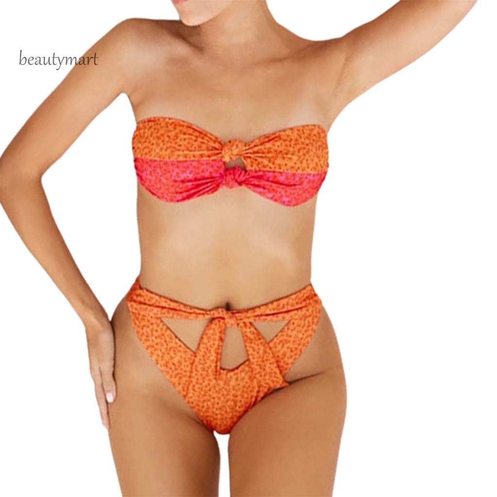 Bộ Bikini 2 Mảnh Buộc Dây Sau Lưng Họa Tiết Chấm Bi Cho Nữ