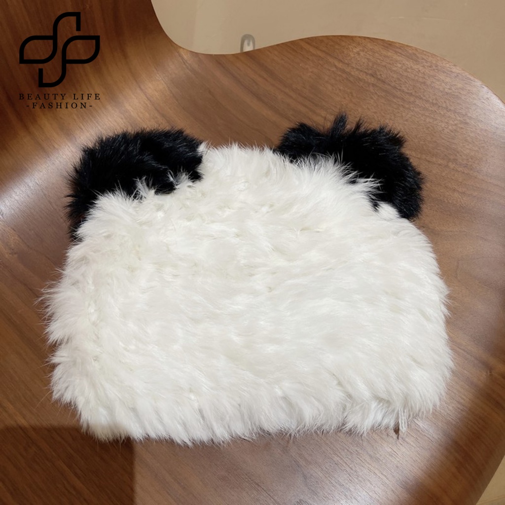 Mũ Beanie Lông Giả Dày Dặn Màu Trơn Chống Lạnh Chống Gió Thời Trang Mùa Đông Cho Nữ