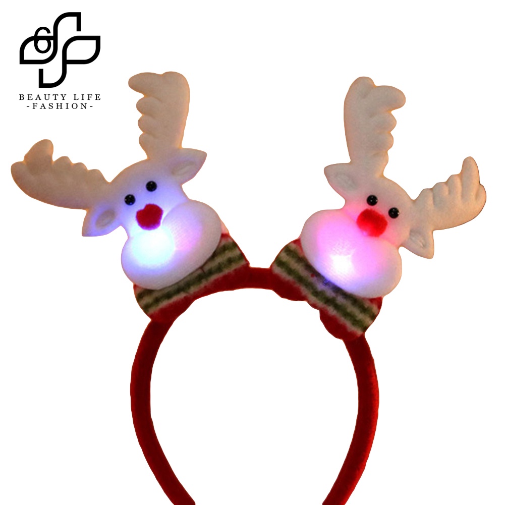 Băng Đô Cài Tóc Hình Gấu Phát Quang Phong Cách Giáng Sinh Unisex