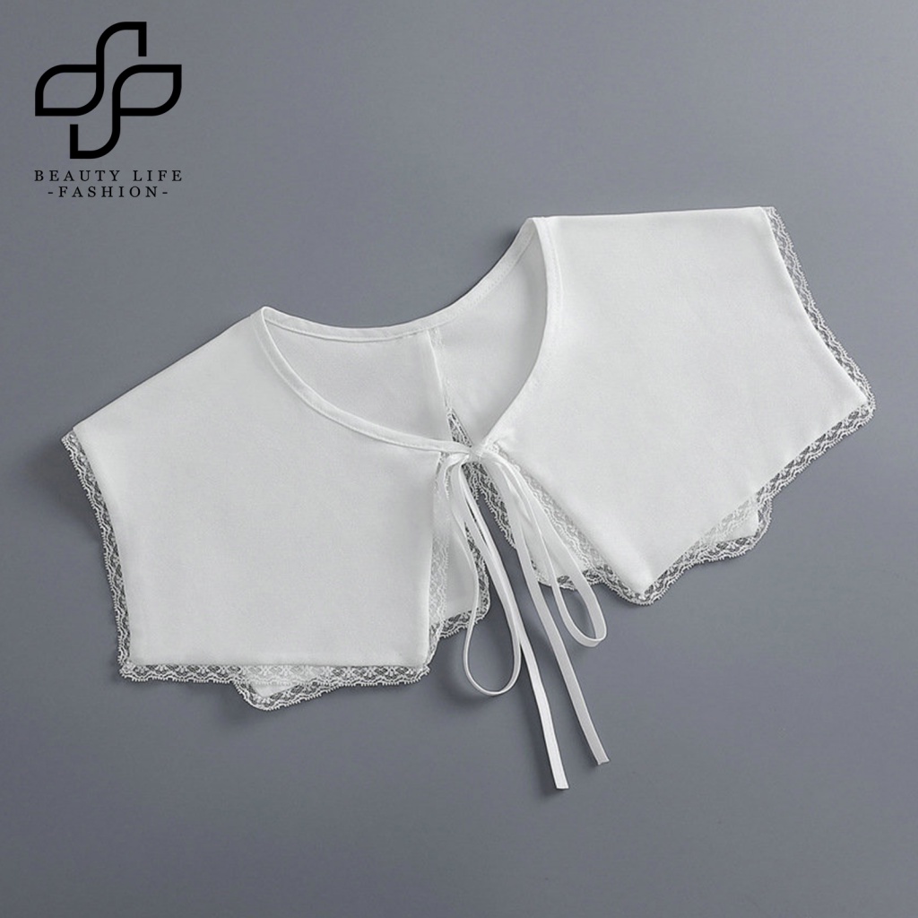 Cổ Áo Sơ Mi Cotton Màu Trơn Cột Dây Có Thể Tháo Rời Thời Trang Cho Nữ