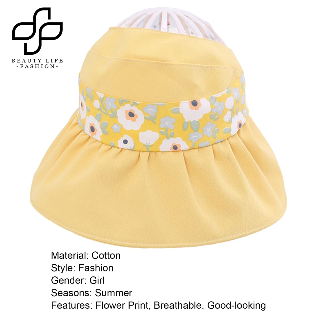 Nón Tai Bèo Vành Rộng Chống Tia UV In Họa Tiết Hoa Hoạt Hình Dễ Thương Thời Trang Mùa Hè Cho Bé