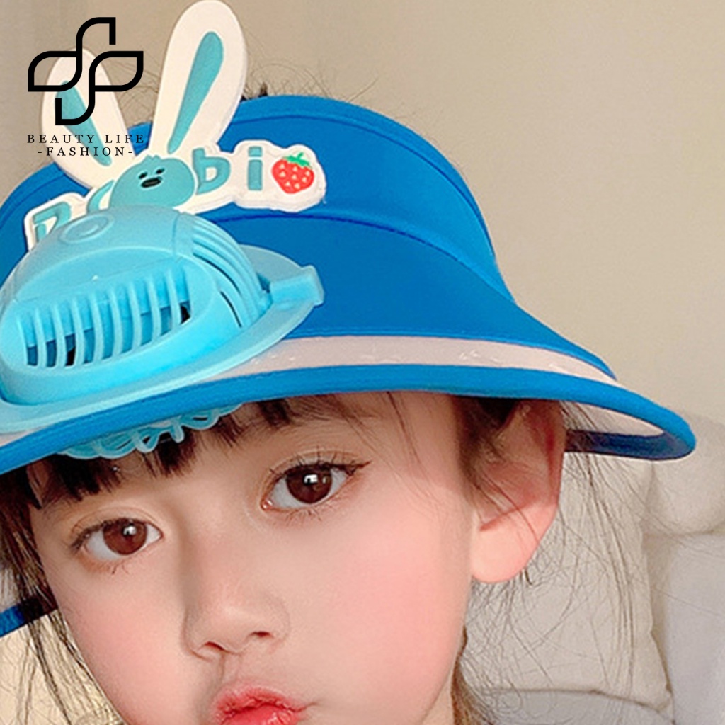 Mũ Lưỡi Trai Kèm Quạt Làm Mát Chống Tia UV Họa Tiết Hoạt Hình Dễ Thương Cho Bé