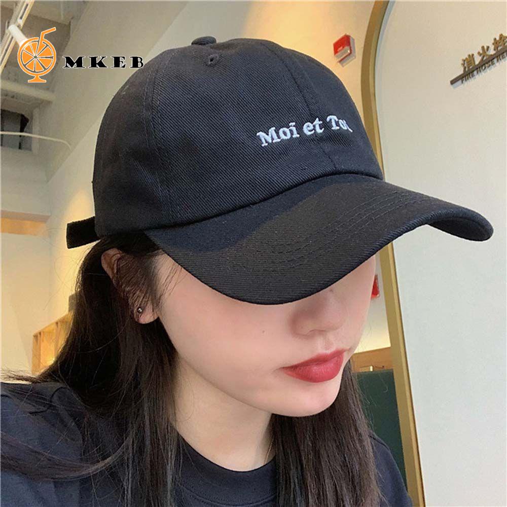 MKEB Nón lưỡi trai thêu họa tiết chữ đơn giản phong cách hiphop Hàn Quốc thời trang mùa hè dành cho nữ