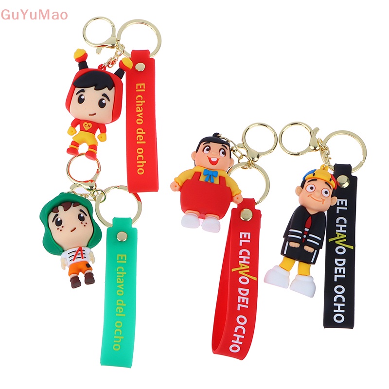 Móc Khóa Pvc Hình Cậu Bé Hoạt Hình Màu Xanh Lá / Đỏ