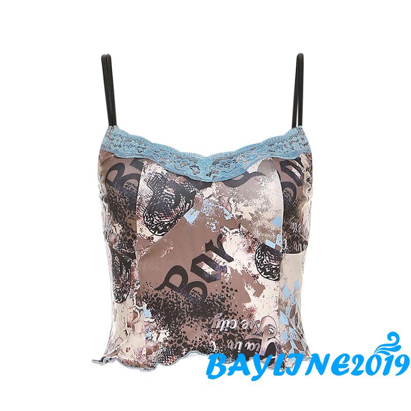 Áo Croptop Hai Dây Cổ Chữ V Phối Ren Gợi Cảm Cho Nữ