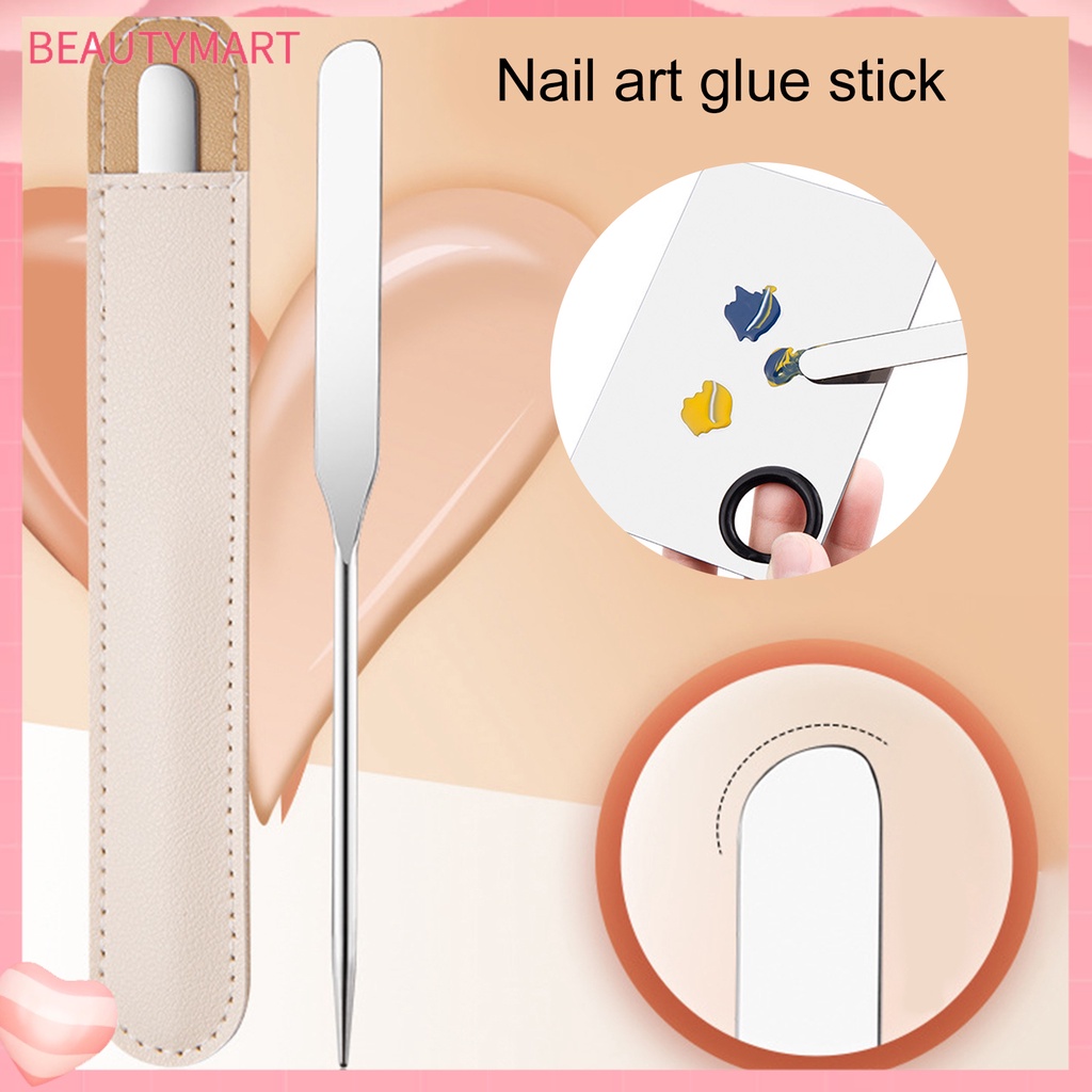 Bộ 3 Cây Trộn Màu Trang Điểm Móng Tay Bằng Thép Không Gỉ Với Tấm Da Giả Hai Đầu Xiên Tròn