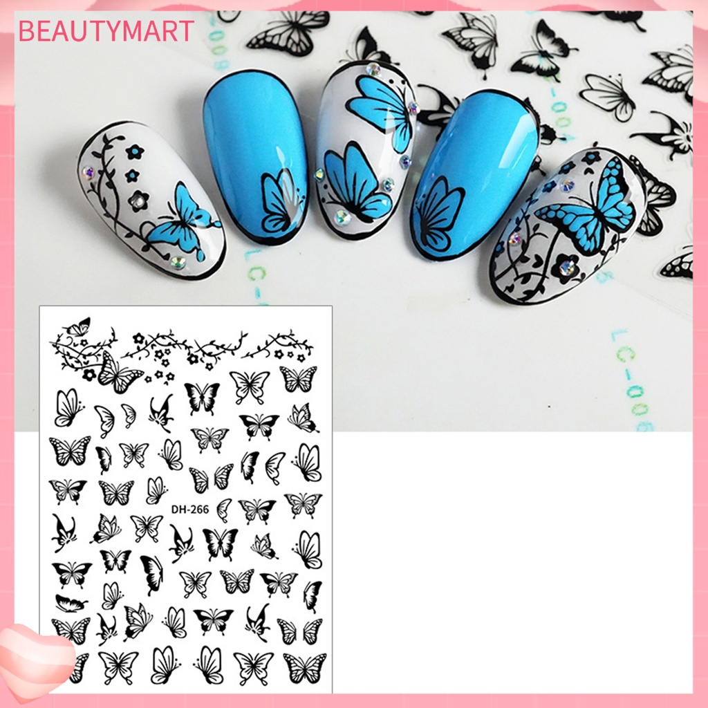 Đề Can Dán Móng Tay Hình Bướm Rỗng Tinh Tế Không Keo Cho Nữ