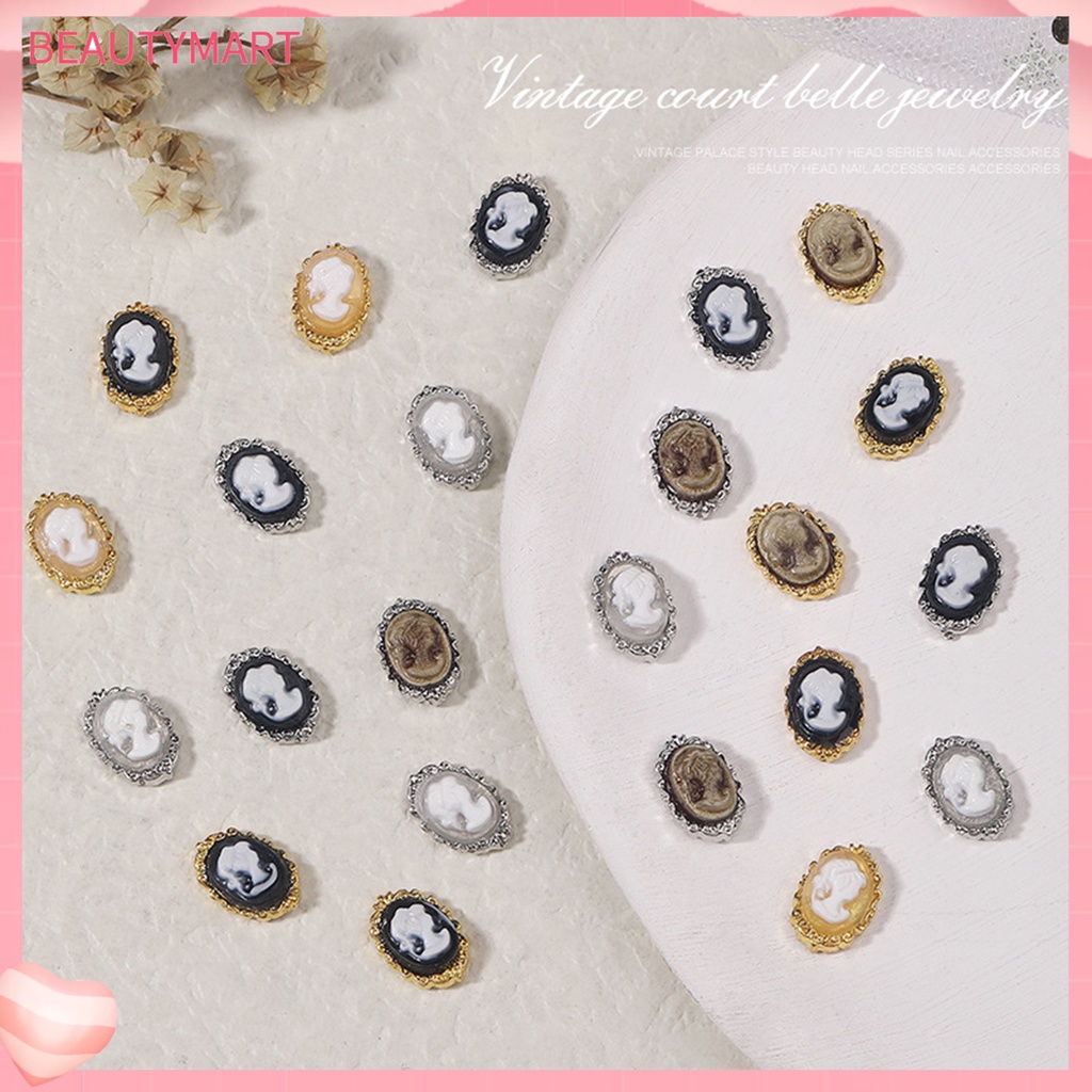 Bộ 10 Phụ Kiện Trang Trí Móng Tay Nghệ Thuật Ba Chiều Bằng Hợp Kim Phong Cách Ba Chiều Vintage