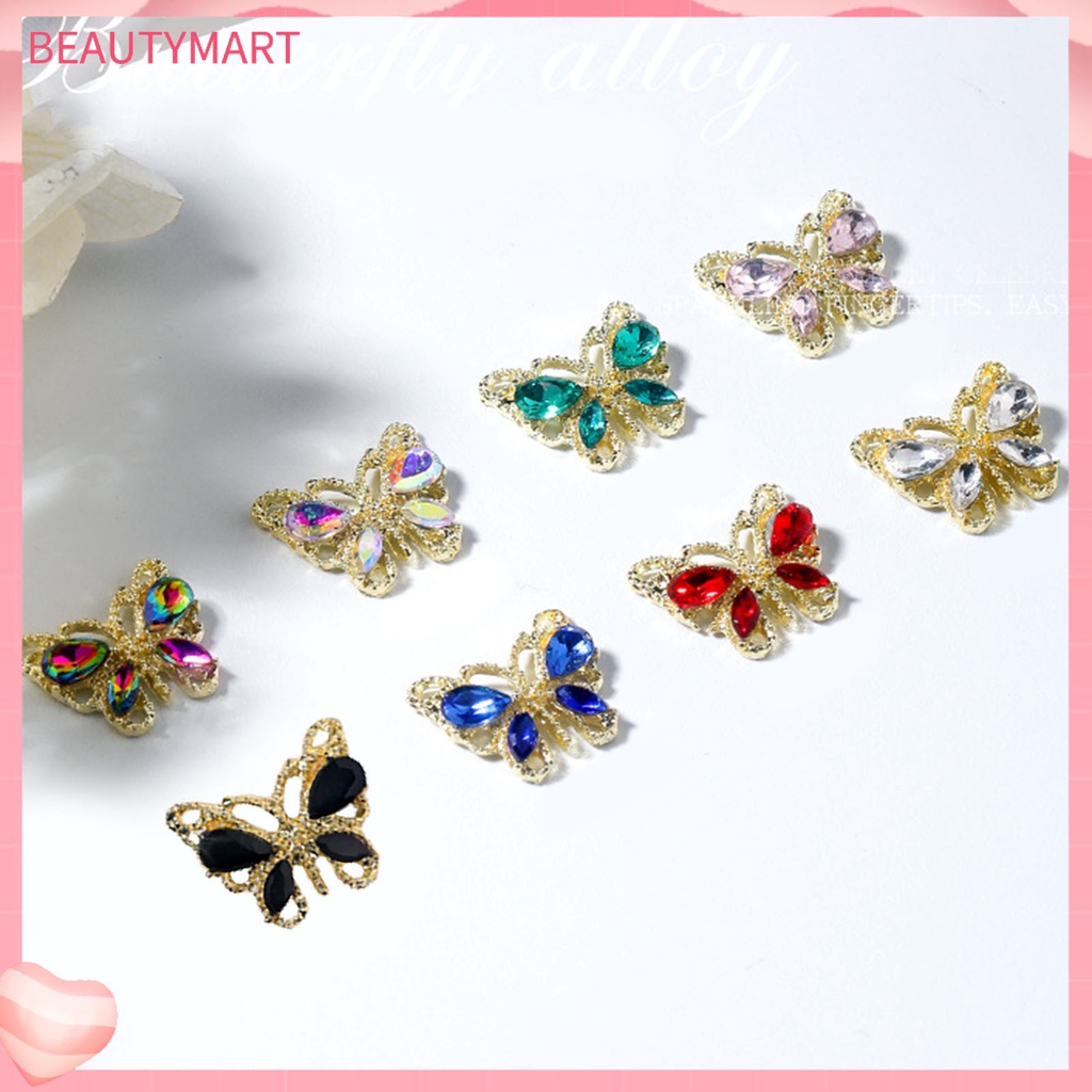 Set 10 Phụ Kiện Đính Trang Trí Móng Tay Hình Bướm Sang Trọng DIY