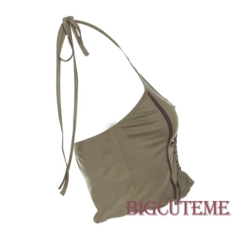 Áo Croptop Sát Nách Màu Sắc Tương Phản Thời Trang Cho Nữ