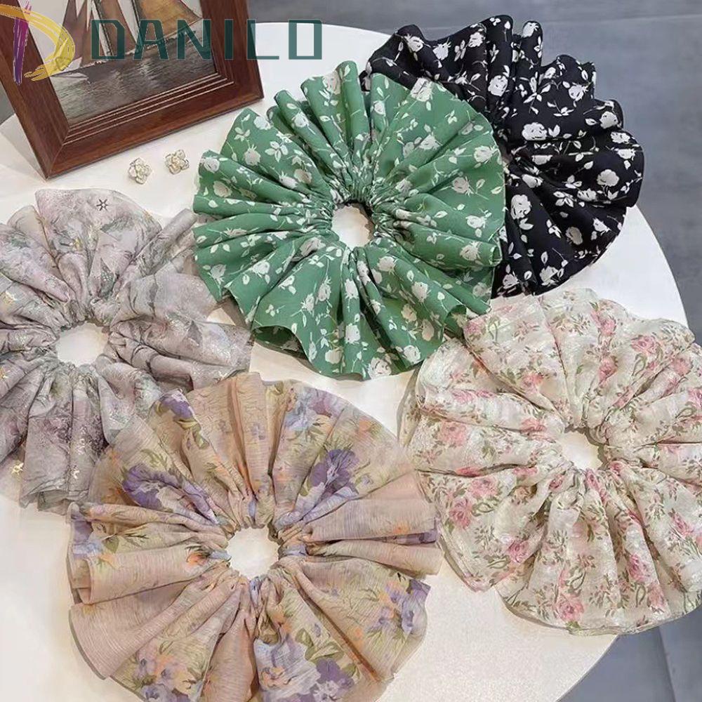 Dây Cột Tóc In Họa Tiết Hoa Phong Cách Hàn Quốc Cổ Điển Xinh Xắn