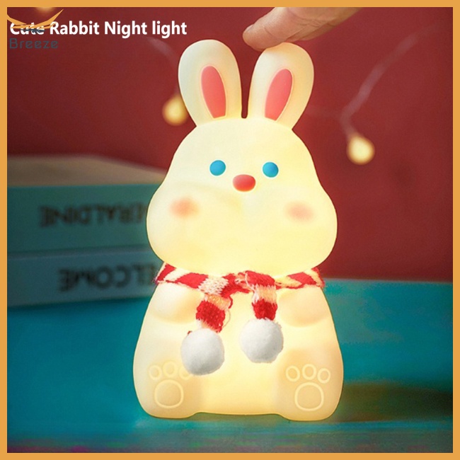 Đèn Ngủ Điều Khiển Từ Xa Bằng Silicon Hình Thỏ Dễ Thương Nhiều Màu Sạc Usb Tiện Dụng Cho Bé