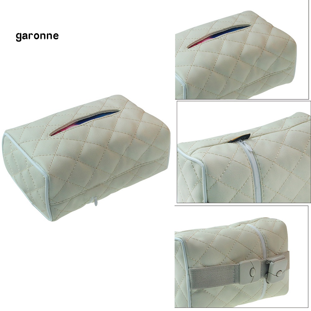 Hộp Đựng Khăn Giấy Bằng Da Giả Có Khóa Kéo Cho Xe Hơi Giá Đỡ