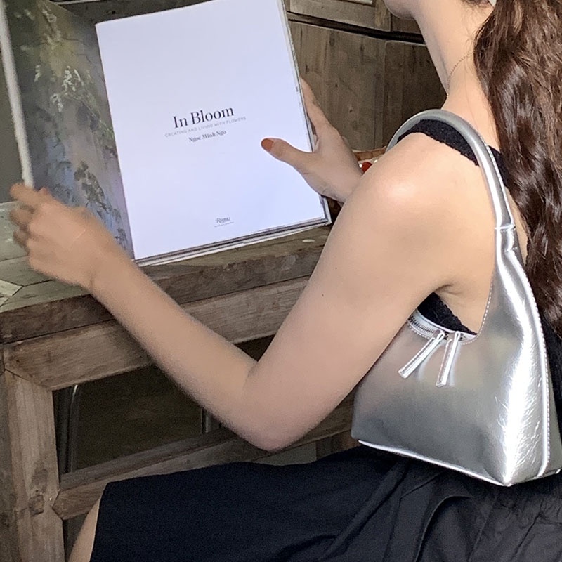 Túi Xách Đeo Vai / Cánh Tay Màu Bạc Kiểu Pháp Thời Trang Mùa Hè Cao Cấp Cho Nữ