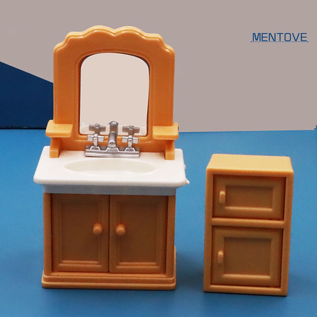 1 Bộ Mô Hình Phòng Tắm Bằng Nhựa Đẹp Mắt Cho Nhà Búp Bê