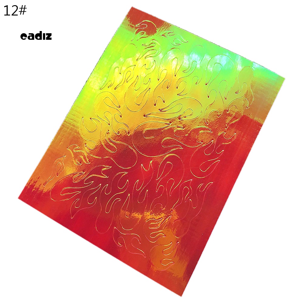 Set 1 / 16 Miếng Dán Trang Trí Móng Tay Hình Ngọn Lửa DIY