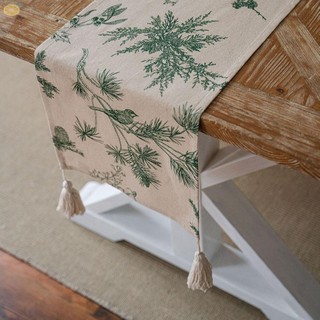 【VARSTR】Table Runner Cotton Decorations Farmhouse Spring Table Decoration Tablecloth