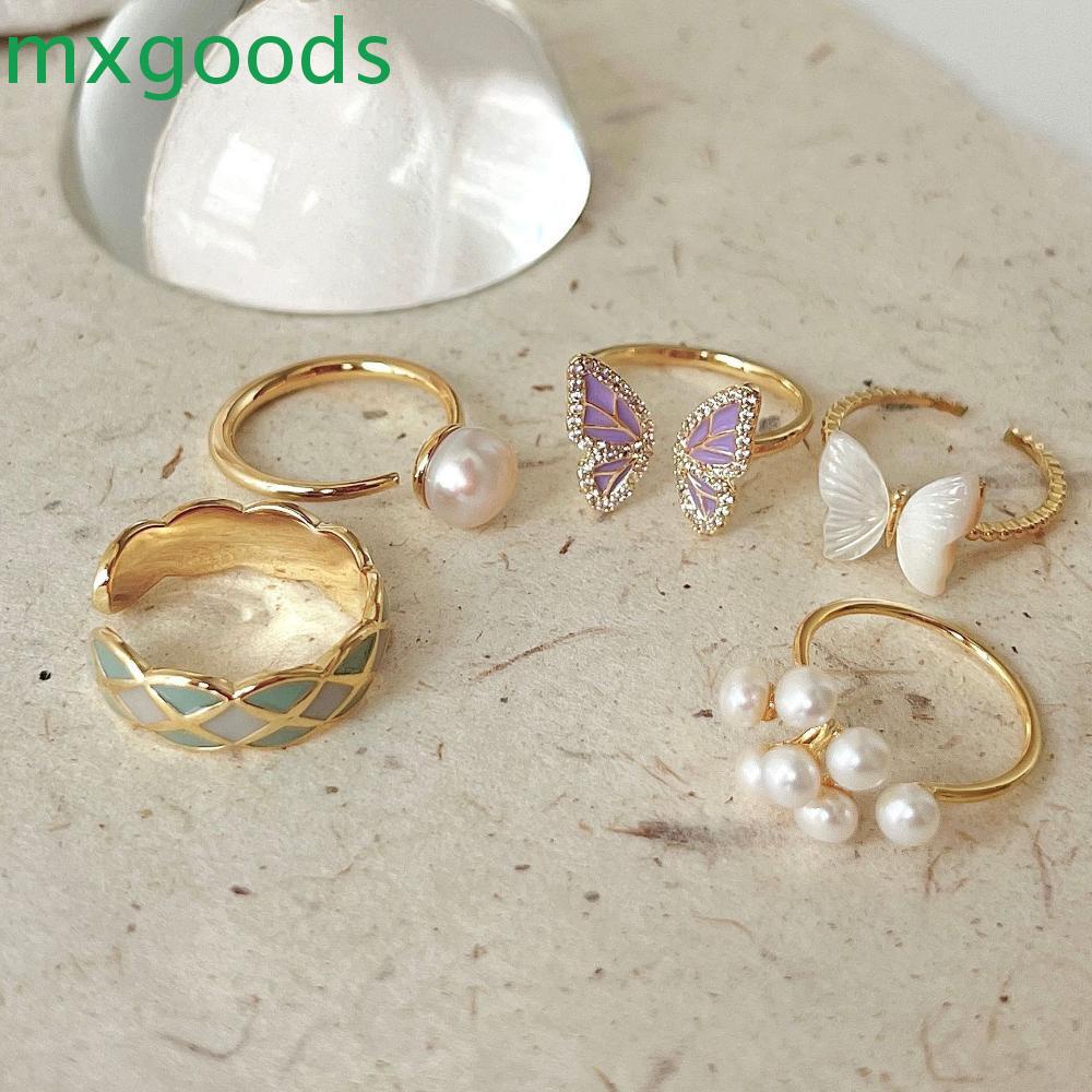 Nhẫn Hở Đeo Khớp Ngón Tay MXGOODS Họa Tiết Hình Học Đơn Giản Cá Tính Phong Cách Vintage