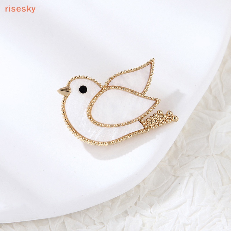 Ghim Cài Áo Hình Chim Bồ Câu Tráng Men Màu Trắng