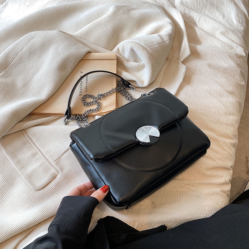 Túi Đeo Vai Dây Xích Có Khóa Tròn Phong Cách Hàn Quốc Chất Lượng Cao Cho Nữ