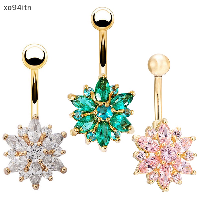 1 Khuyên Rốn Bằng Thép Không Gỉ Hình Hoa Đính Đá Quyến Rũ