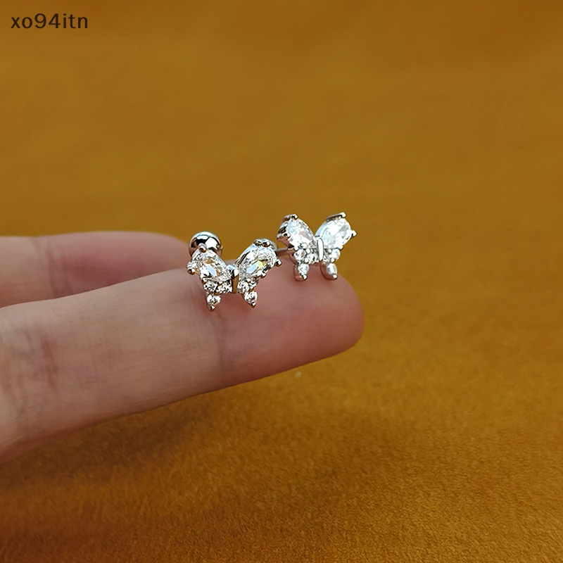 1 Đôi Khuyên Tai Hình Bướm Đính Đá Zircon Thời Trang