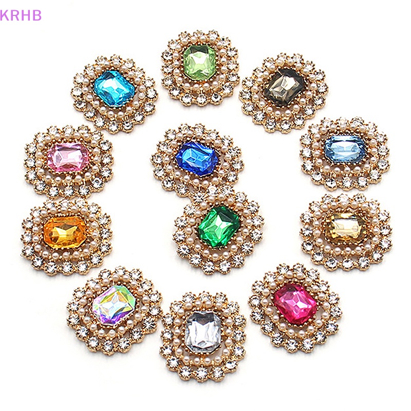 Set 2 Phụ Kiện Nút Hợp Kim Hình Vương Miện Đính Đá Trang Trí Vòng Tay / Vòng Tay DIY Mới