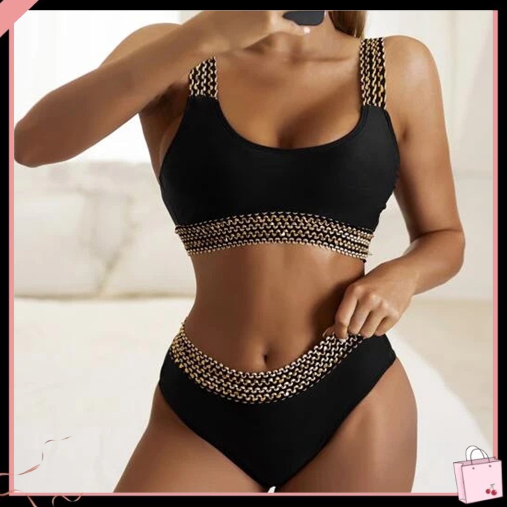 Bộ Đồ Bơi 2 Mảnh Màu Sắc Trơn Nhanh Khô Quyến Rũ Dành Cho Nữ