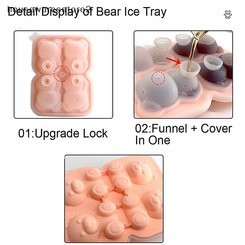 Khuôn Làm Đá Viên 2 / 4 Ô Hình Gấu Nhỏ 3D