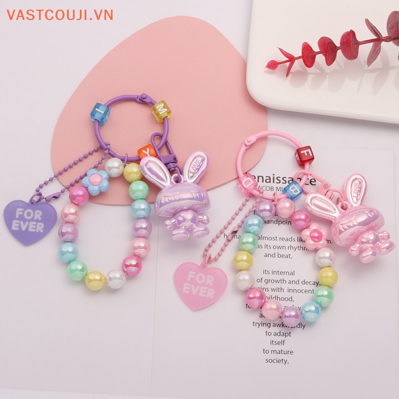 Móc Khóa Acrylic Hình Thỏ Màu Kẹo Ngọt Xinh Xắn