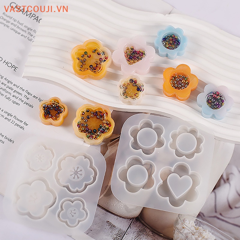 Khuôn Silicone Làm Mặt Dây Chuyền Hình Hoa / Trái Tim / Móc Khóa DIY