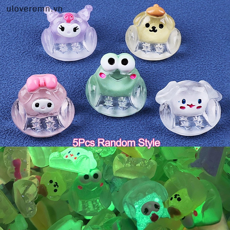 SANRIO Uloveremn Set 5 Đồ trang trí Búp Bê Mini Hoạt Hình Melody Cinnamon Kuromi Dạ Quang Trang Trí Tiểu Cảnh