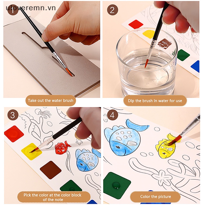 1 Set Sách Tô Màu Nước 20 Trang + 1 Cây Bút Vẽ Graffiti Cho Bé