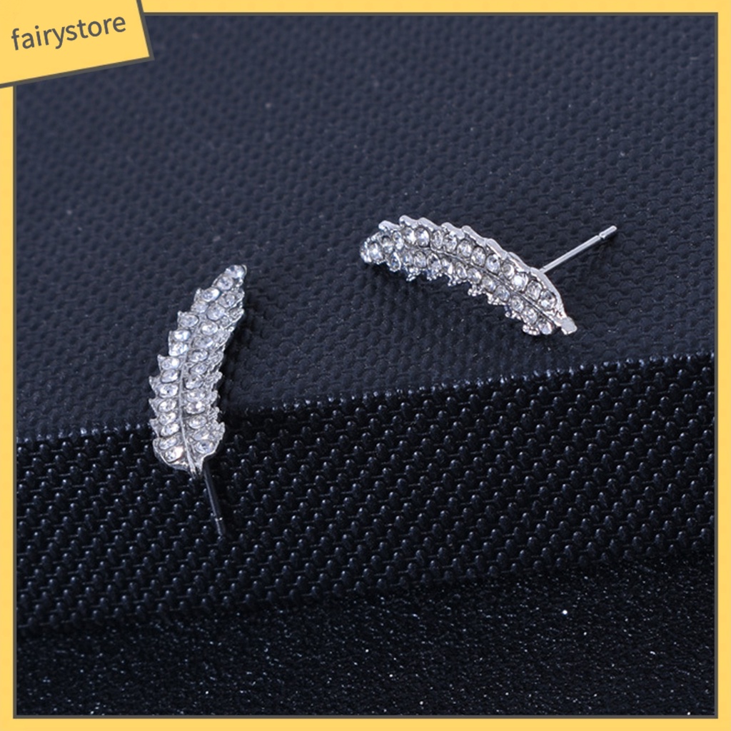 1 Đôi Bông Tai Hình Chiếc Lá Đính Đá Zircon Lấp Lánh Dành Cho Nữ