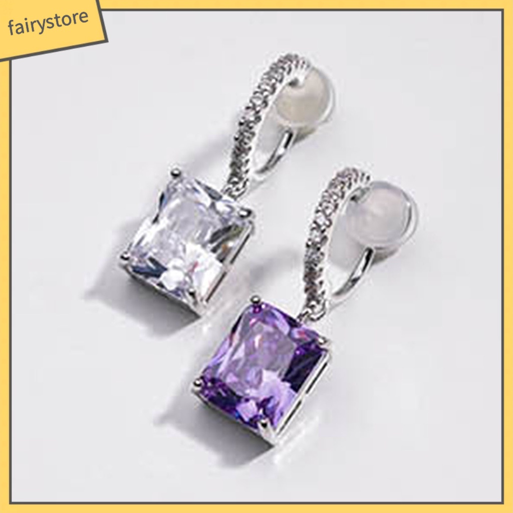 1 Đôi Bông Tai Hình Vuông Dáng Dài Màu Sáng Thời Trang Hàng Ngày