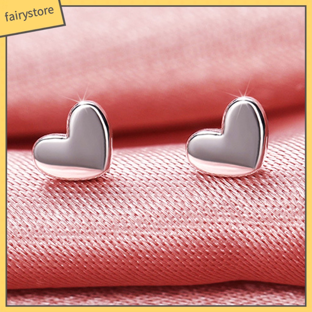 1 Đôi Bông Tai Hình Trái Tim Thanh Lịch Sáng Bóng