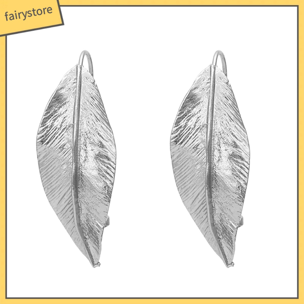 1 Đôi Bông Tai Móc Hình Chiếc Lá Bằng Kim Loại Màu Sắc Tươi Sáng Phong Cách Retro