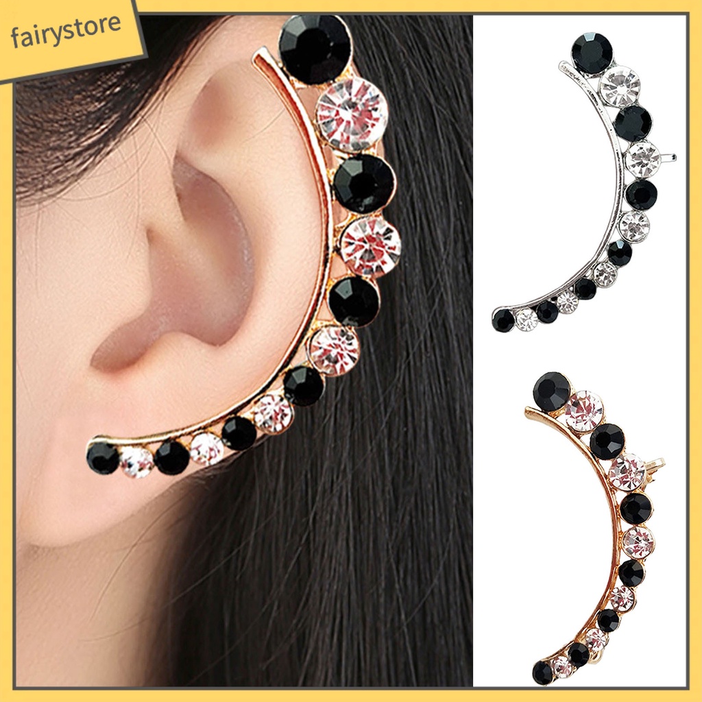 1 Đôi Bông Tai Đính Đá Sáng Tạo Màu Sắc Tương Phản Dành Cho Nữ