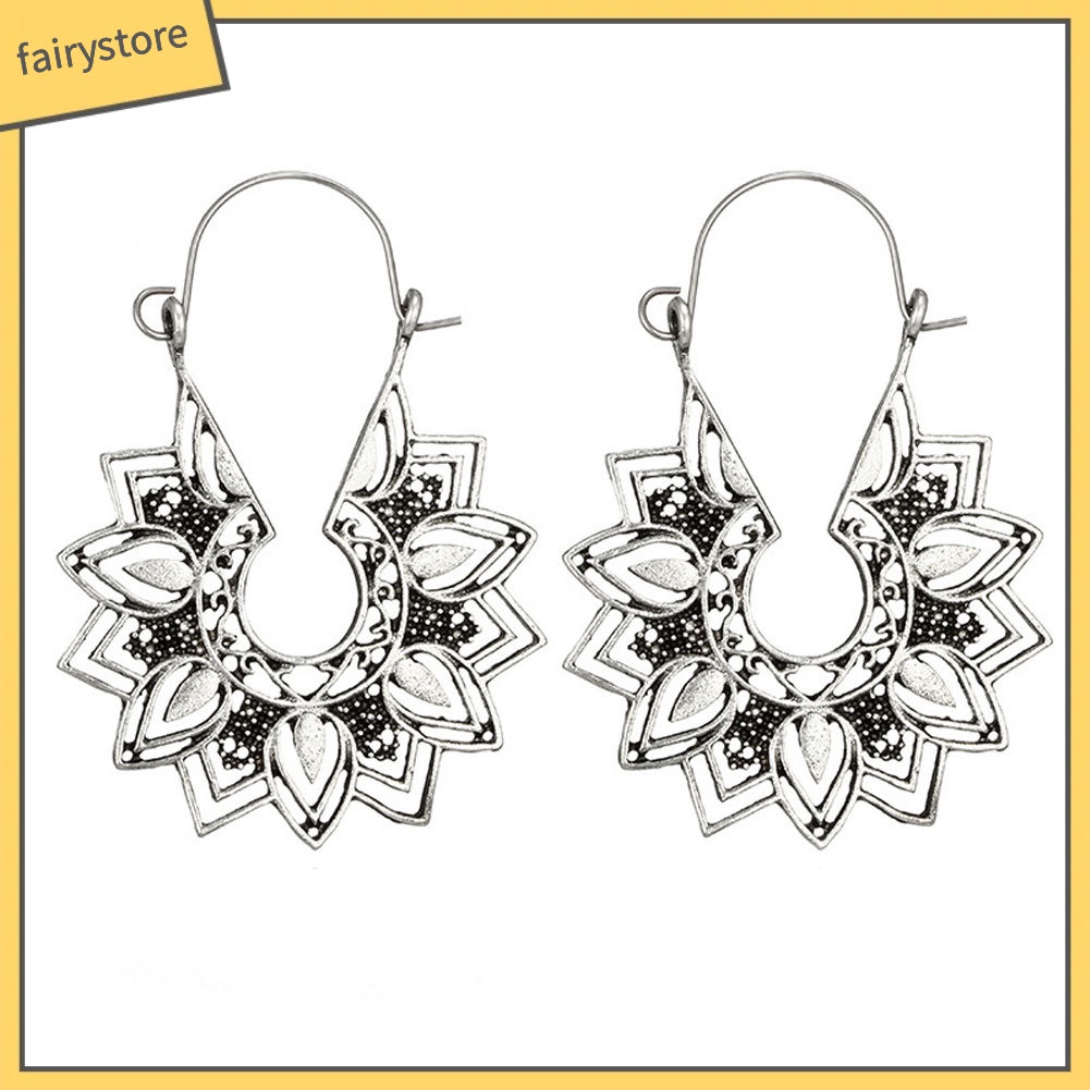 Bông Tai Hình Hoa Rỗng Phong Cách Vintage Thời Trang Cho Nữ