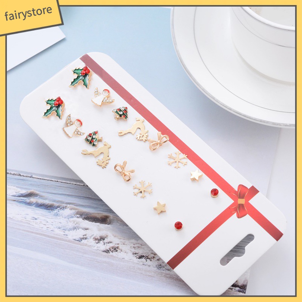 [FRO] Set 8 Đôi Bông Tai Hình Cây Thông Giáng Sinh / Hoa Tuyết / Bánh G