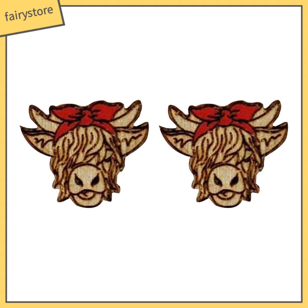 [FRO] 1 Đôi Bông Tai Đinh Tán Bằng Gỗ Bề Mặt Mịn Trang Trí Vật Nuôi Thủ Công Vintage Tinh Tế Chống Phai Màu